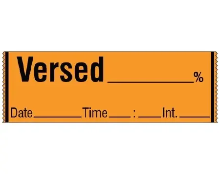 Shamrock Scientific Shamrock Pre-Printed / Write On Label Anesthesia Label VERSED _____ % / Date _____ Time _____ Int. _____ Orange 1/2 X 500 Inch – SA-55-DTI