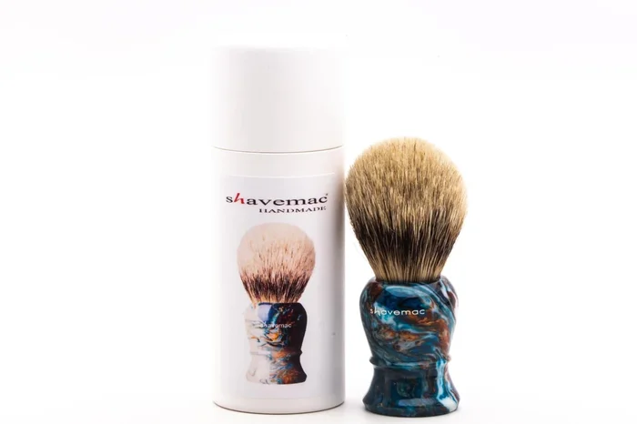 Shavemac | Silvertip Badger Shave Brush With Blue & Copper Marbled Handle