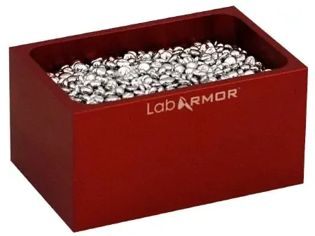 Sheldon Manufacturing Double Bead Block Lab Armor Red, 3 X 3-4/5 X 6 Inch Exterior, 2-1/2 X 3-1/5 X 5-1/2 Inch Interior Dimensions, 0.5 Liter Beads For Use With Any Standard Commercially Available Dry Bath – 52200-RED