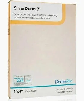 Silverderm 7 Silver Contact Layer Dressing, 4″ X 4″