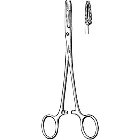 Sklar Needle Holder 6-1/2 Inch Straight Serrated Tip Finger Ring Handle – 20-2765