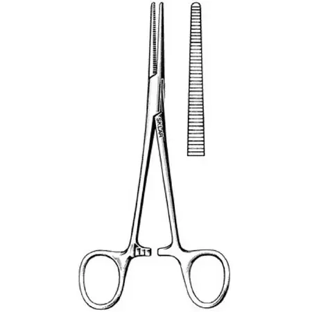 Sklar Sklar Hemostatic Forceps Crile 7-1/2 Inch Premium OR Grade Stainless Steel NonSterile Ratchet Lock Finger Ring Handle Straight Serrated Tips – 17-3075