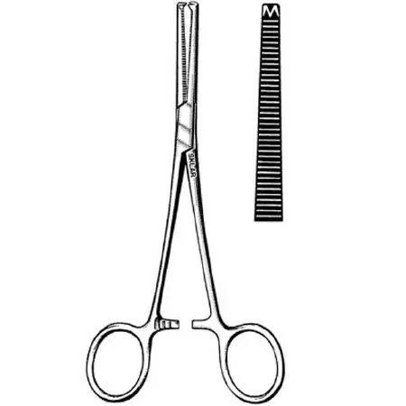 Sklar Sklar Hemostatic Forceps Rochester-Ochsner (Kocher) 6-1/4 Inch Surgical Grade Stainless Steel NonSterile Ratchet Lock Finger Ring Handle Straight Serrated Tips w/1 X 2 Teeth – 17-2862
