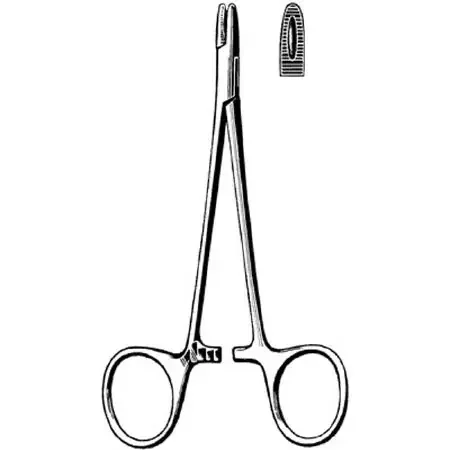 Sklar Surgi-OR Needle Holder 4-3/4 Inch Straight Serrated Tip Finger Ring Handle – 95-826