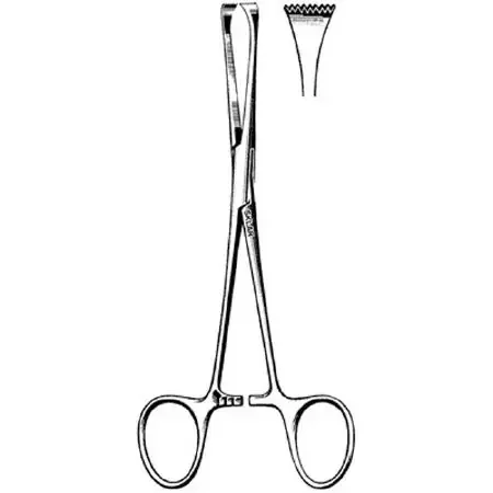 Sklar Tissue Forceps Allis-Adair 6-1/2 Inch Surgical Grade Stainless Steel NonSterile Ratchet Lock Finger Ring Handle Straight 9 X 10 Teeth – 36-1765