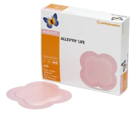Smith & Nephew Allevyn Life Silicone Foam Dressing 8-1/4 X 8-1/4 Inch Quadrilobe Silicone Adhesive with Border Sterile – 66801070