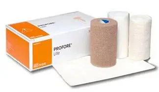 Smith & Nephew Profore Lite 3 Layer Compression Bandage System Light Compression Self-adherent / Tape Closure Tan / White NonSterile – 66000771