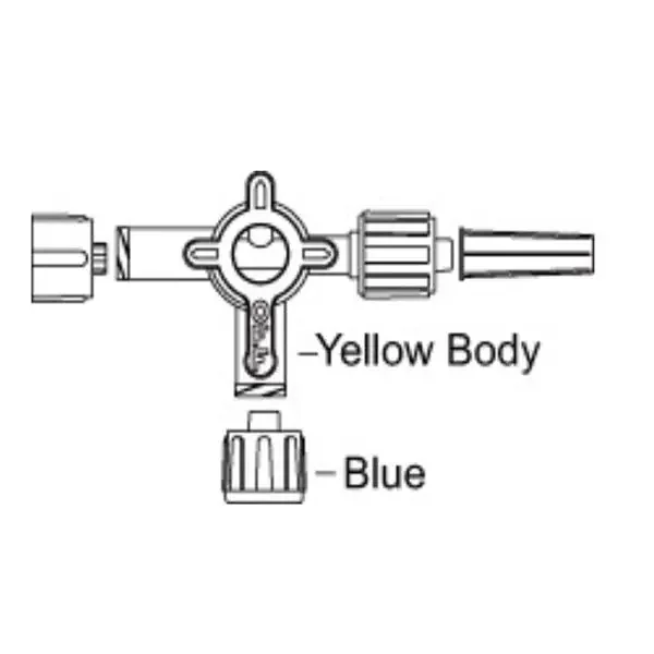 Smiths Medical ASD Stopcock 4-Way Ultra Non-Vented Blue Cap Swivel Male Luer Lock 50/Ca – MX234-1L