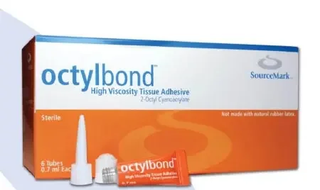 Sourcemark Octylbond Skin Adhesive 0.7 mL High Viscosity Precision Applicator Tip and Dome Applicator Tip 2-Octyl Cyanoacrylate – 1201Z