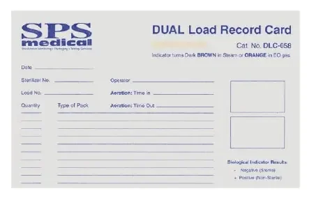 SPS Medical Supply Dual Sterilization Load Record Card Steam / EO Gas – DLC-058