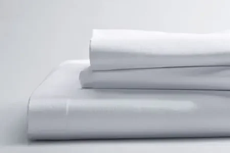 Standard Textile Bed Sheet Flat 66 X 108 Inch Bleached White Cotton 55% / Polyester 45% Reusable – 3350400