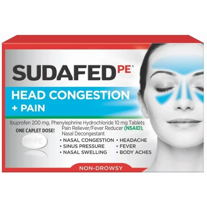 Sudafed Pe Sinus Head Congestion + Pain Non-drowsy Caplets 20 Ct