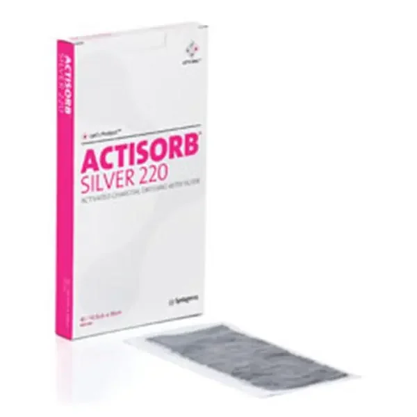 Systagenix Wound Management Dressing Wound Actisorb Ag 220 Activated Charcoal 4-1/8X7-1/2″ 50/Bx – 190220