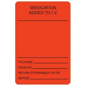 Tabbies IV/Medication Added Labels, “Fluorescent Red) – 2″W x 3″H, 320 per Roll – V-HH502