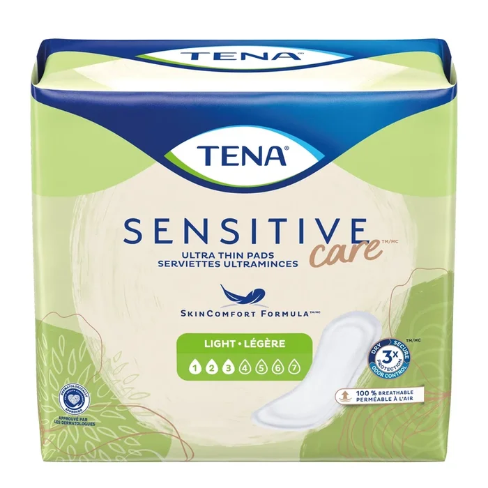 TENA Sensitive Care™ Ultra Thin Light Long Bladder Control Pad, 10-Inch Length
