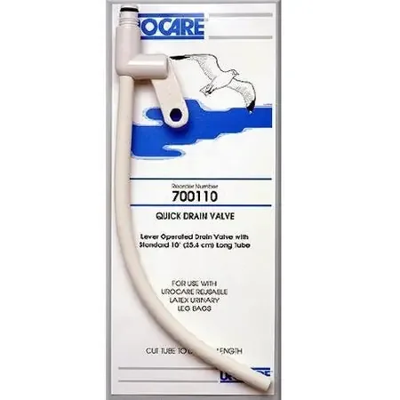 Urocare Products Urocare Quick Drain Valve Long DrainTube Standard, 0.25 I.D. X 10 Long Inch, White rubber and Plastic, NonSterile – 70011012