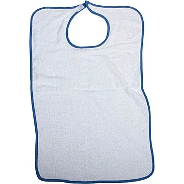 Velcro Impervious Extra Long Terry Cloth Adult Bib, 21″ x 33″, White